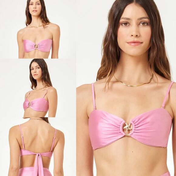 Anthropologie X L*Space  Swim Top Jasper Strapless Top Shiny Pink - Picture 1 of 14